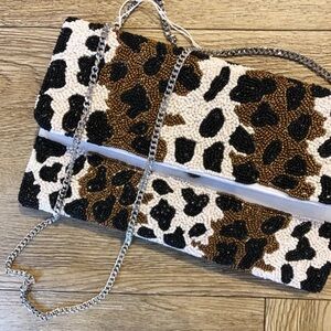 Cheetah Style Hand Beaded Clutch